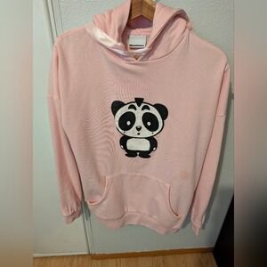 Nicopanda Pullover Sweatshirt Pink Panda Graphic Long‎ Sleeve Oversized  Size S